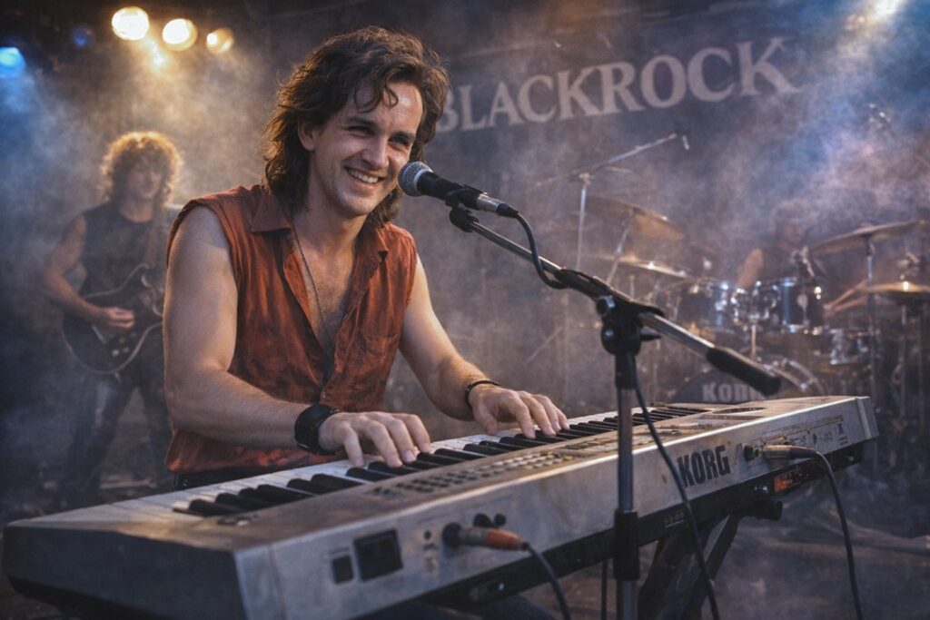 Ray Adam als Keyboarder mit seiner Rockband in den 70ern