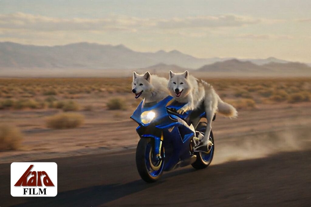 Schattenmächte - die Nachfahren der intelligenten Wölfe fahren Motorrad