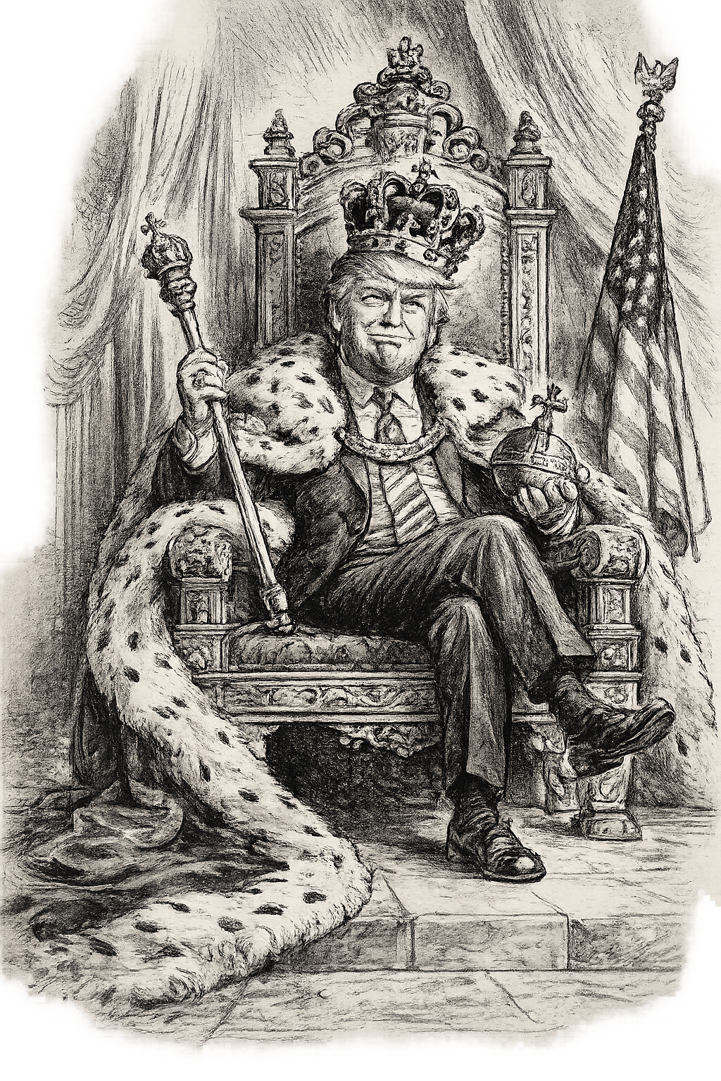 Karikatur Donald Trump als König